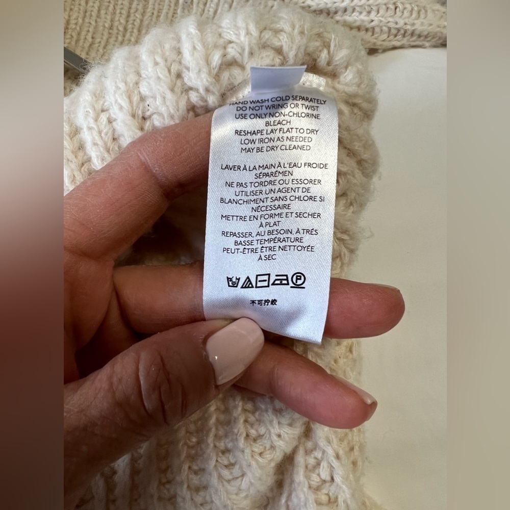 ANTHROPOLOGIE Pilcro Chunky Knit Zip Up Sweater Jacket Size Oversized Cream XS. - Picture 6 of 12
